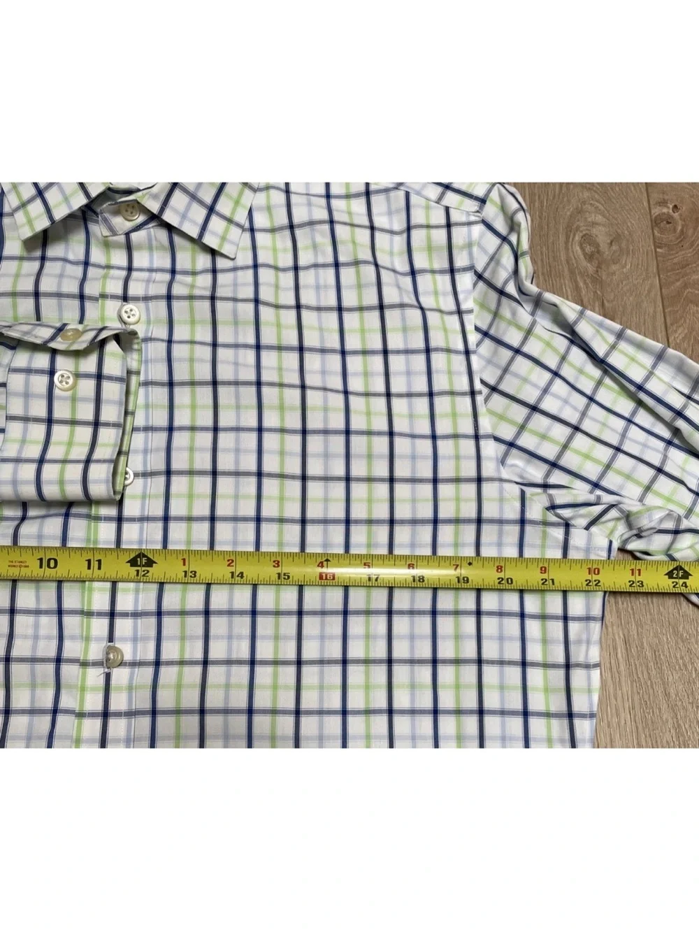 Banana Republic Dress Shirt Mens Large Plaid Button Non-Iron Tailored Slim Fit